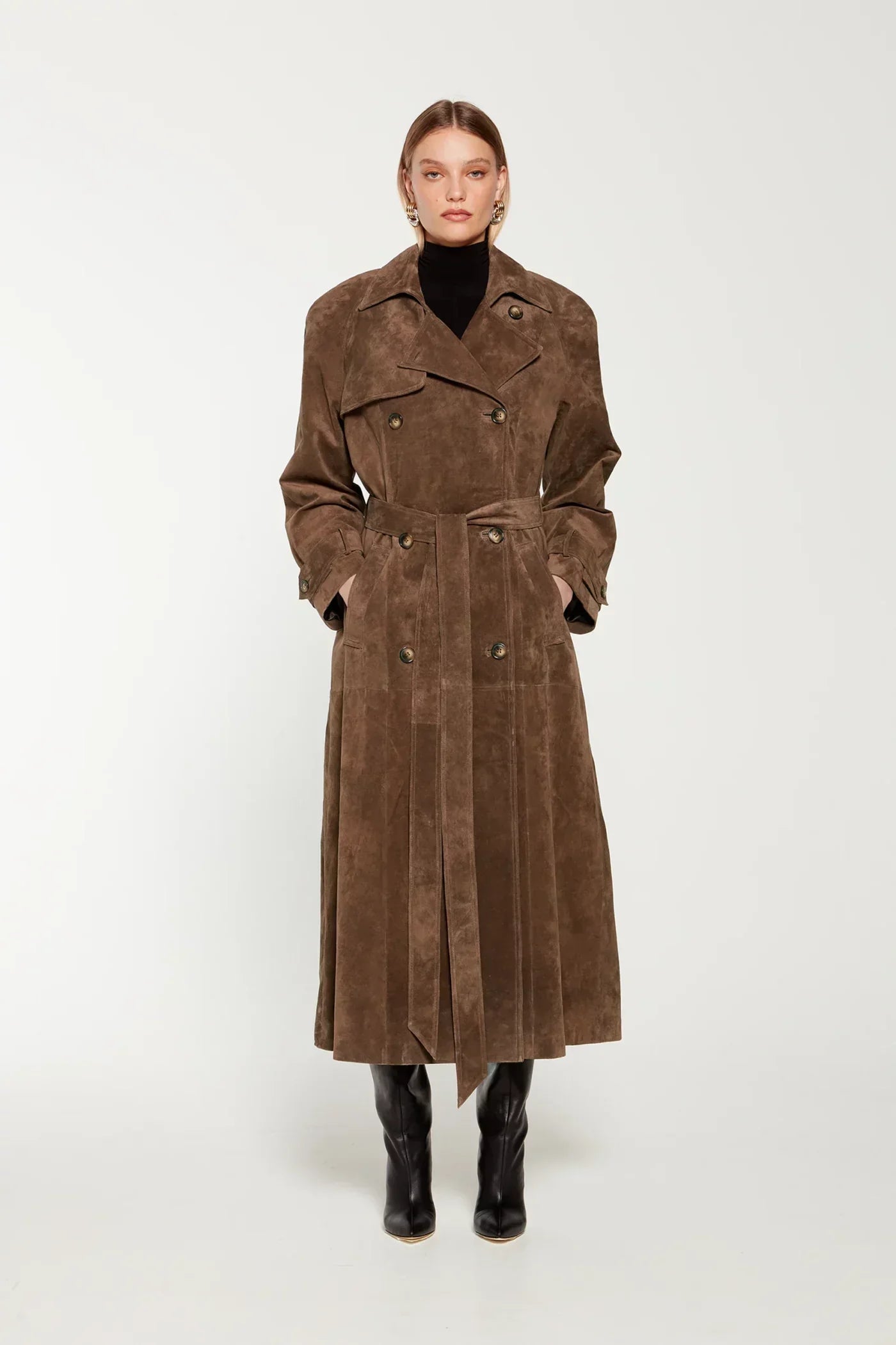 Suede Trenchcoat van premium imitatie suède