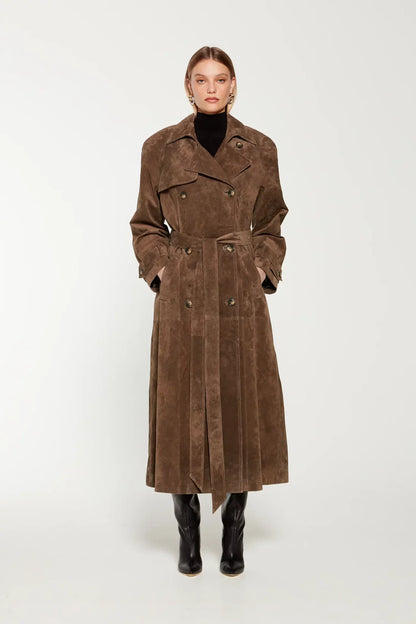 Suede Trenchcoat van premium imitatie suède