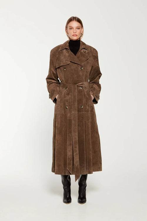 Suede Trenchcoat van premium imitatie suède