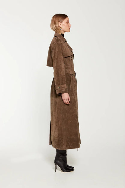 Suede Trenchcoat van premium imitatie suède