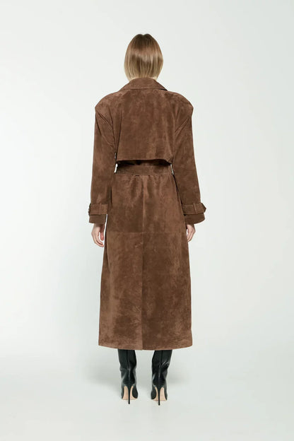Suede Trenchcoat van premium imitatie suède